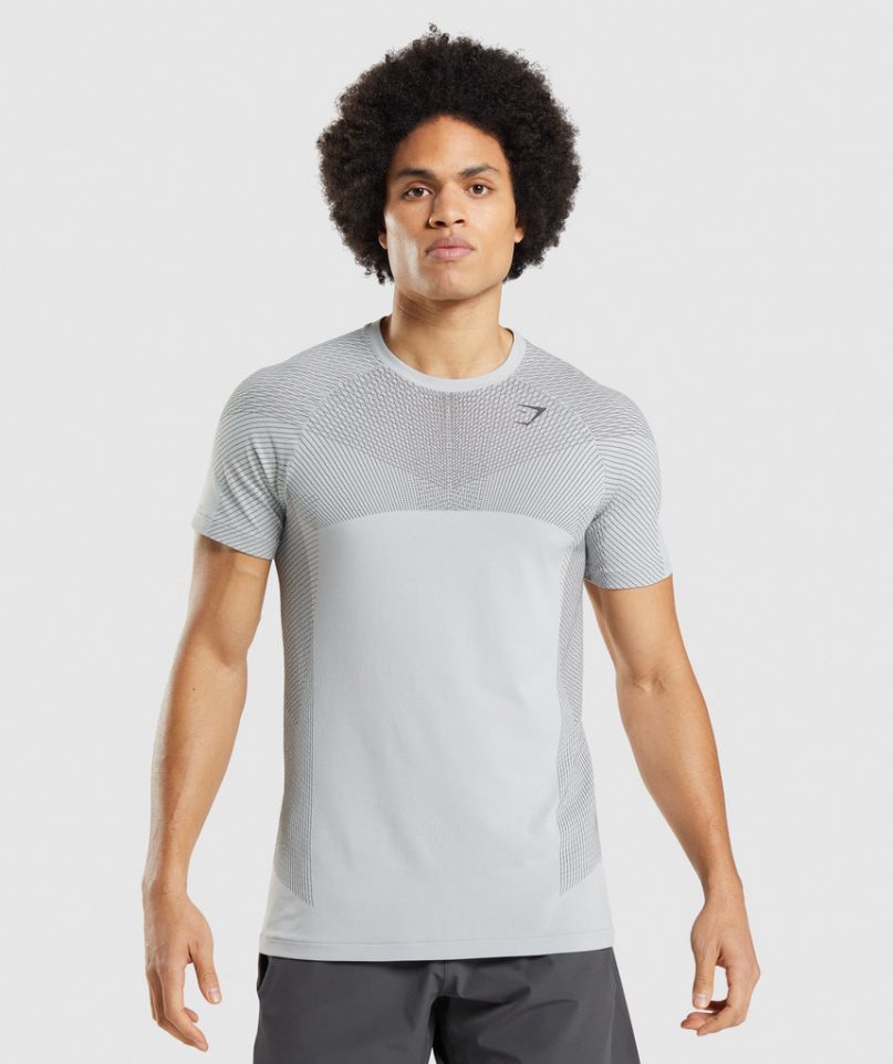 Men\'s Gymshark Apex Seamless T-Shirts Light Grey | CA 5870N3